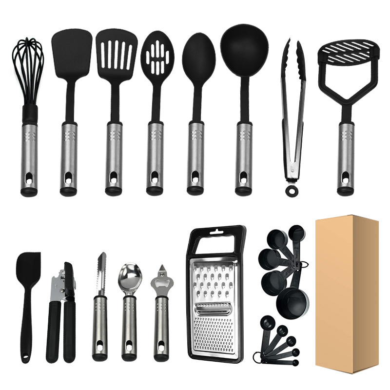 Wholesale nylon stainless steel household kitchenware, cooking spatulas and spoons, cooking utensils, complete sets of kitchen tools for cooking Item Picture