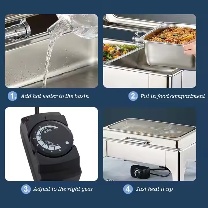 Hydraulic Dinner Stove Stainless Steel Buffet Stove Electric Heating Glass Visual Cover Electric Buffy Stove Buffet Guarantee Outlet Specification drawing