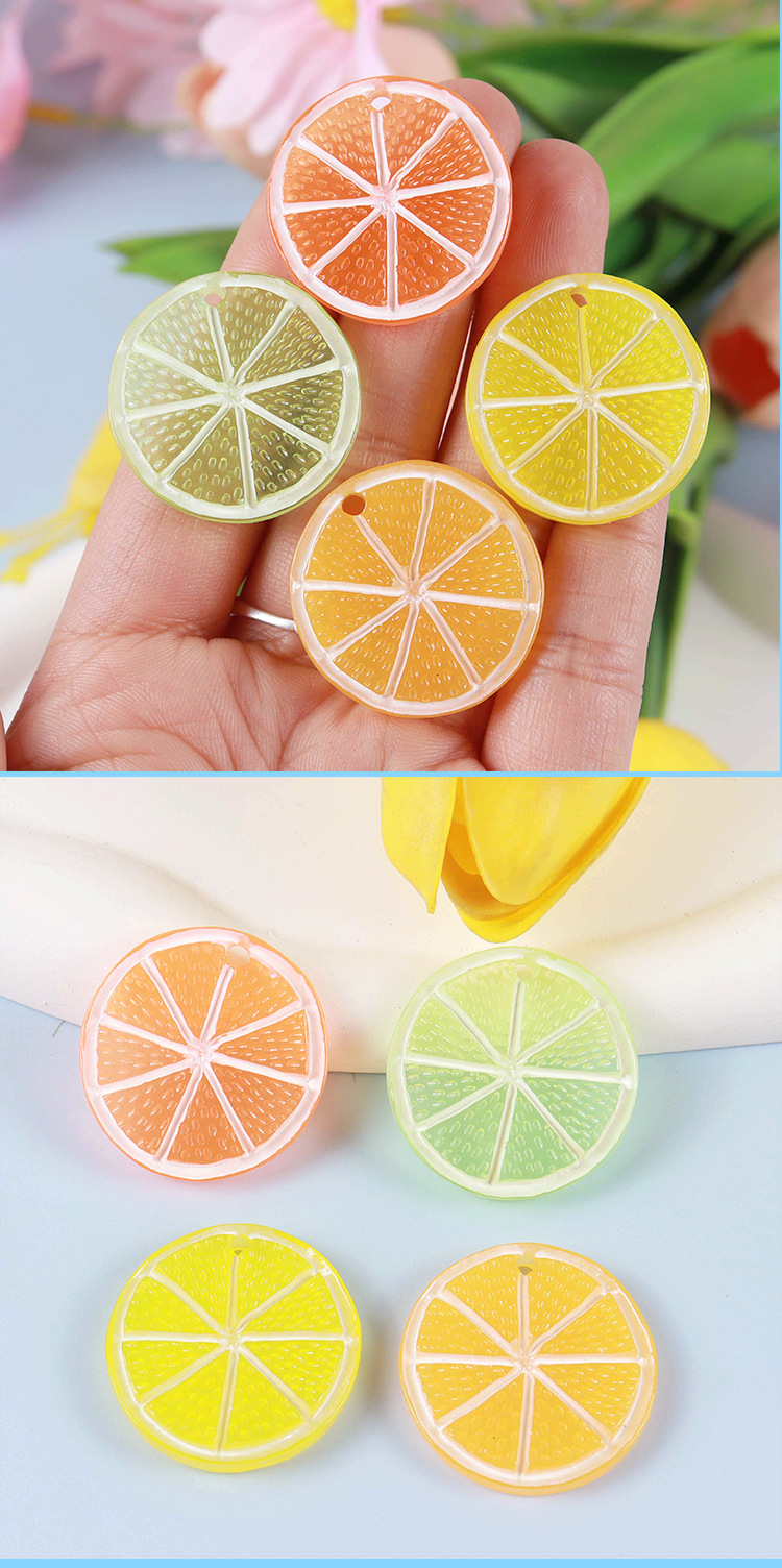 Simulated grapefruit fruit slices with holes, lemon slices, jewelry bags, earrings, pendants, pendants, resin creative models pic 4