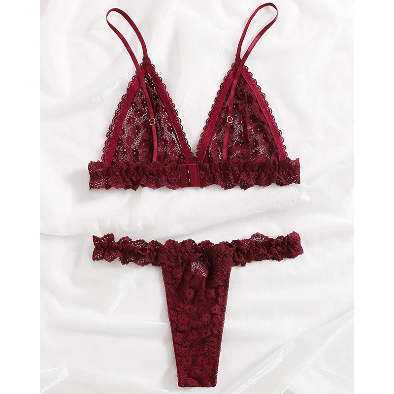 Foreign trade sexy underwear bra French thin comfortable three-point set lace pajamas bikini Application Scenario