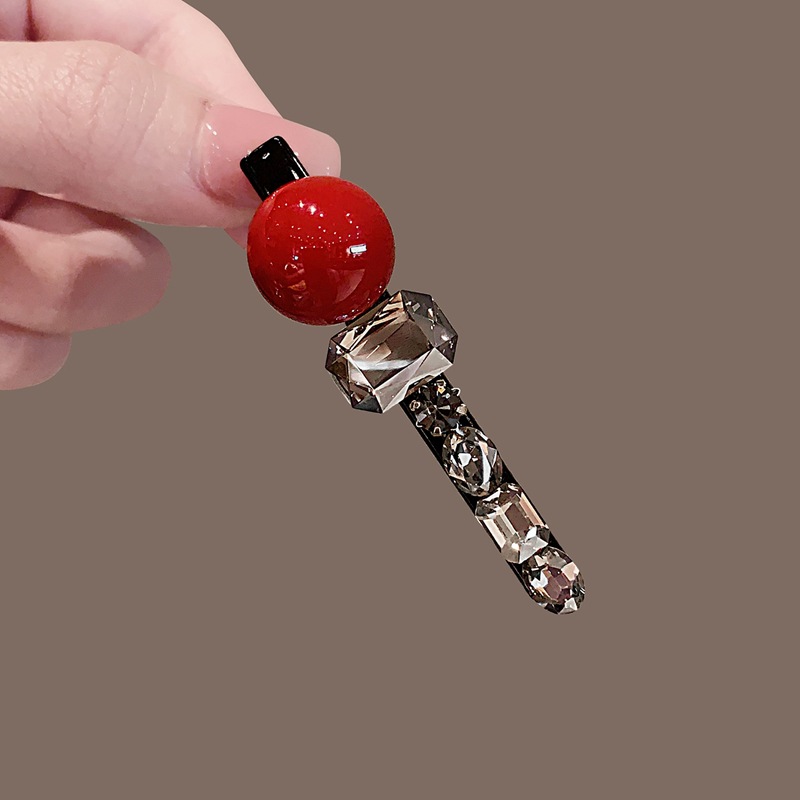 Coreano temperamento rojo bola bola clip de pelo de alta calidad sentido versátil duckbill clip de una sola línea broken hair edge clip accesorios de pelo al por mayor - 4