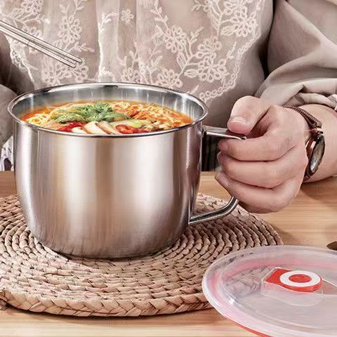 Stainless Steel Foam Bowl With Cover Student Dormitory Bowl Large Construction Site Bowl 1.3L1.5l1.8l Large Capacity details Picture