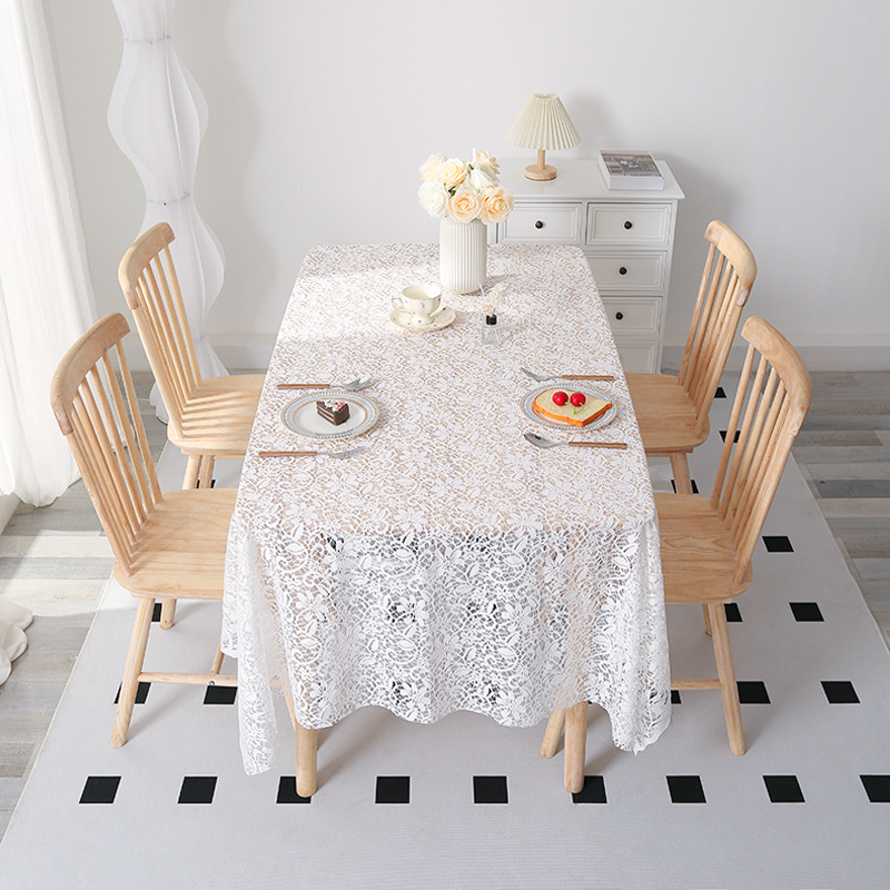 蕾丝餐桌茶几桌布现代简约布长方形布艺欧式圆家用小清新桌布批发图