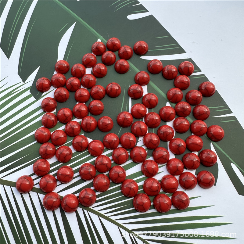3-30Mm Non-Porous Flat Bottom Semi-Circular Line Red Plastic Ring Surface Patch Loose Beads Diy Handmade Jewelry Accessories details Picture