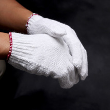 厂家直供白色棉纱手套 流水工作间汽车修理加厚针织棉线劳动手套