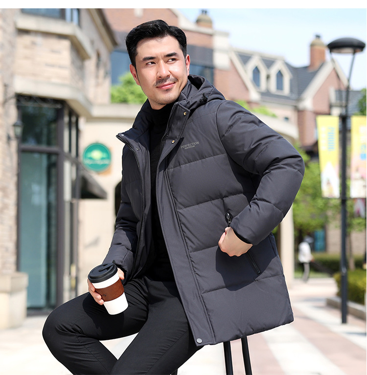 The new winter style of duck down jacket for middle-aged and elderly men, with a detachable cap and thickened white casual coat for dads to keep warm pic 17