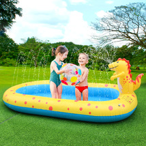 充气恐龙喷水池儿童戏水玩具防溅垫海豚洒水泳池喷水池
