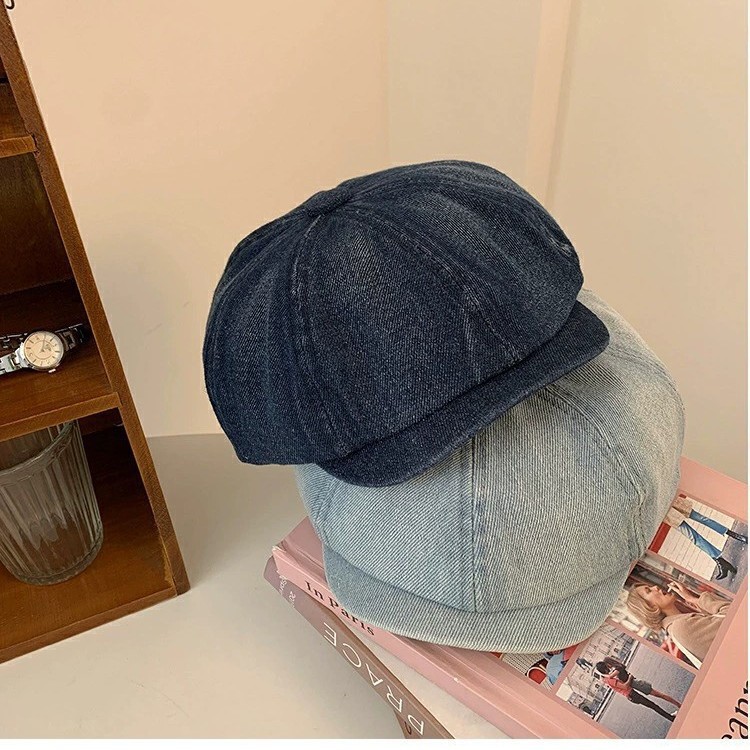 Japanese-style artistic and retro denim berets are versatile for women, fashionable baseball caps and front hats are trendy for women, and old-fashioned octagonal hats are stylish for men Application Scenario