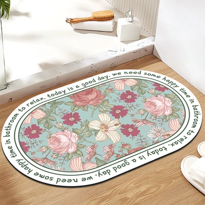 Diatom mud mat rose bathroom door non-slip mat toilet absorbent quick-drying carpet toilet mat thumbnail