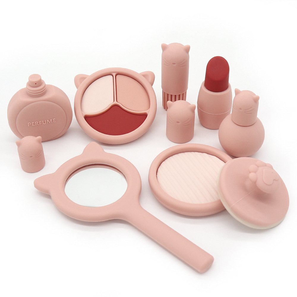 Cross-border new silicone children's dressing toy table, makeup set, girl simulation cosmetics, play house toy Item Picture