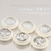 6-Color High Shine Silver Nail Shine Silver Foil Bright Galaxy High Light Shard Ultra Thin Nail Glitter 6-bottle set