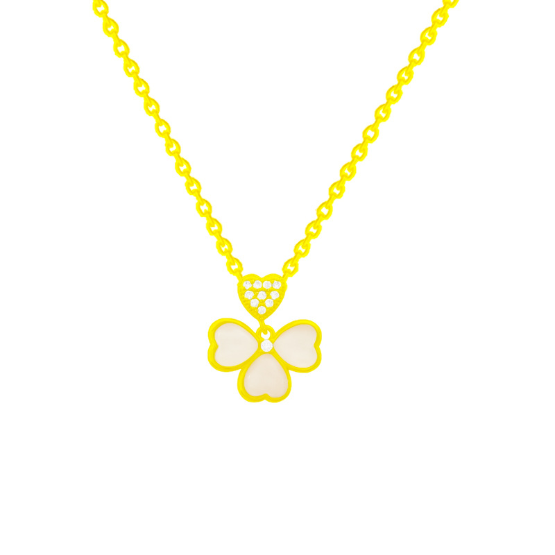 Ins Style Simple Titanium Steel Necklace Does Not Fade Female Niche Network Red Cat's Eye Petal Pendant Senior Sense Clavicle Chain Item Picture