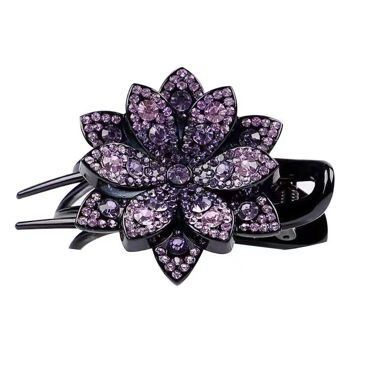 South Korea Ins Headwear Three Teeth Clip Duck Mouth Clip Net Red Elegant Female Back Head Rhinestones On Grade Super New 2023 Item Picture