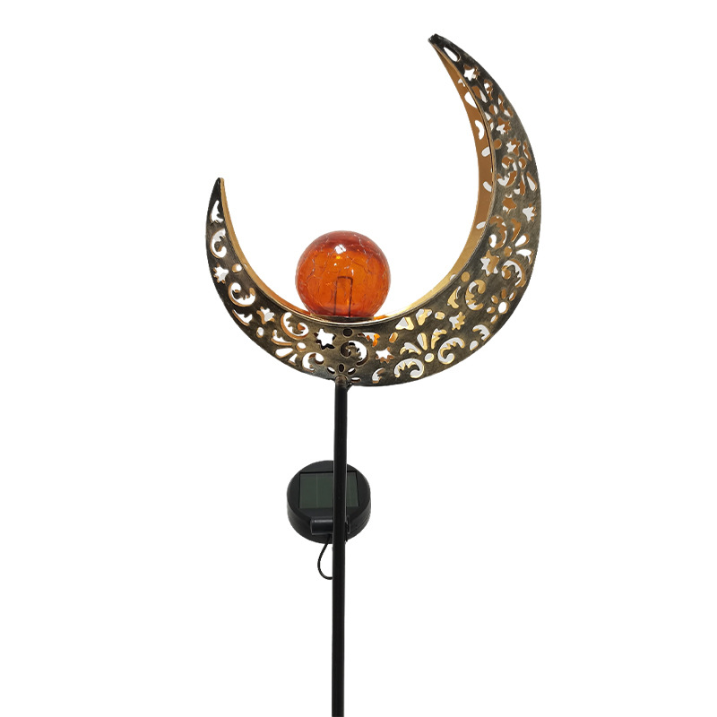 Amazon outdoor courtyard villa landscape lawn light, ironwork decoration, solar ironwork, building sky moon ground insert light Item Picture