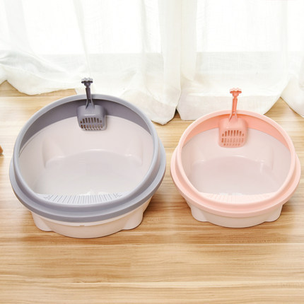 Pet litter box Semi-enclosed thick spatter-proof cat toilet Durable round simple litter box cleaning products Specification drawing