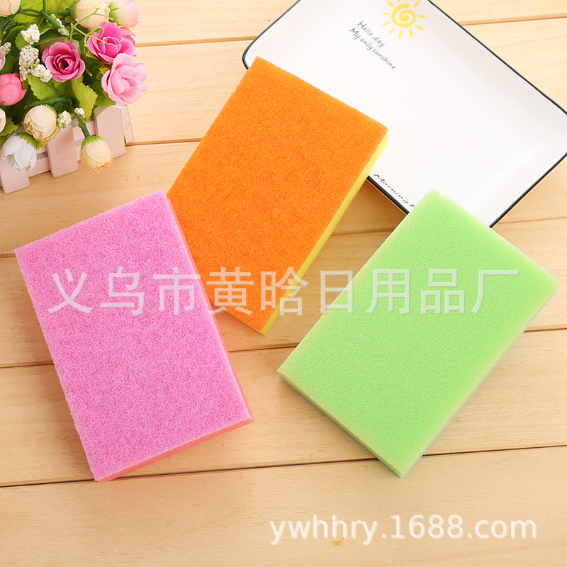 【 Chi Jia 】 Household Kitchen Cleaning sponge block, degreasing and decontamination sponge sponge, Absorbent and bubble-absorbing double-sided cleaning brush details Picture