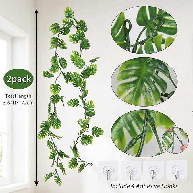 Artificial green plants, turtle-back leaves, vine artificial flowers, indoor forest-themed wedding landscape decoration, vine hanging artificial plants pic 5