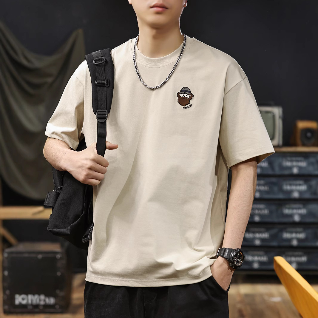 索罗娜凉感舒适短袖T恤男2025夏季新款简约休闲冰丝棉半袖衫男士t