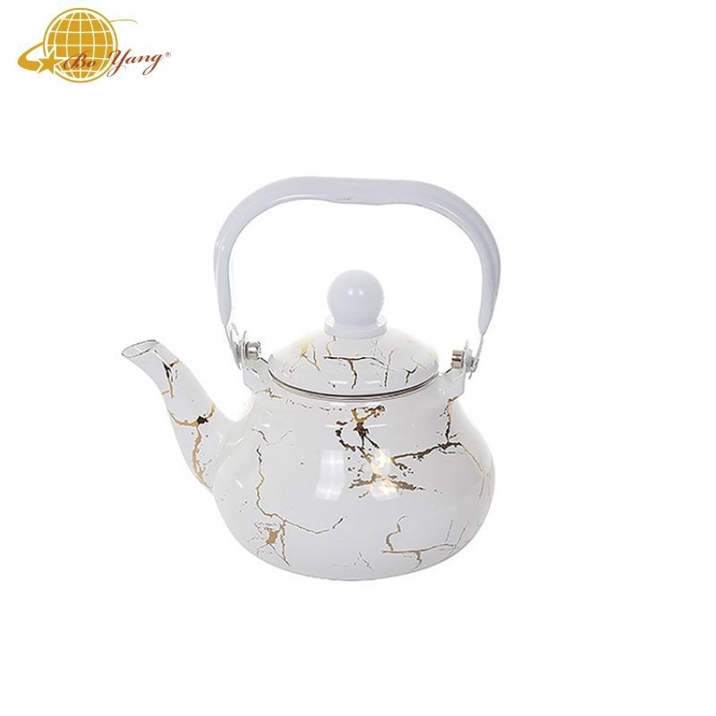 搪瓷壶梨形壶/搪瓷水壶/大理石纹/1.5/2/2.5L白底实物图