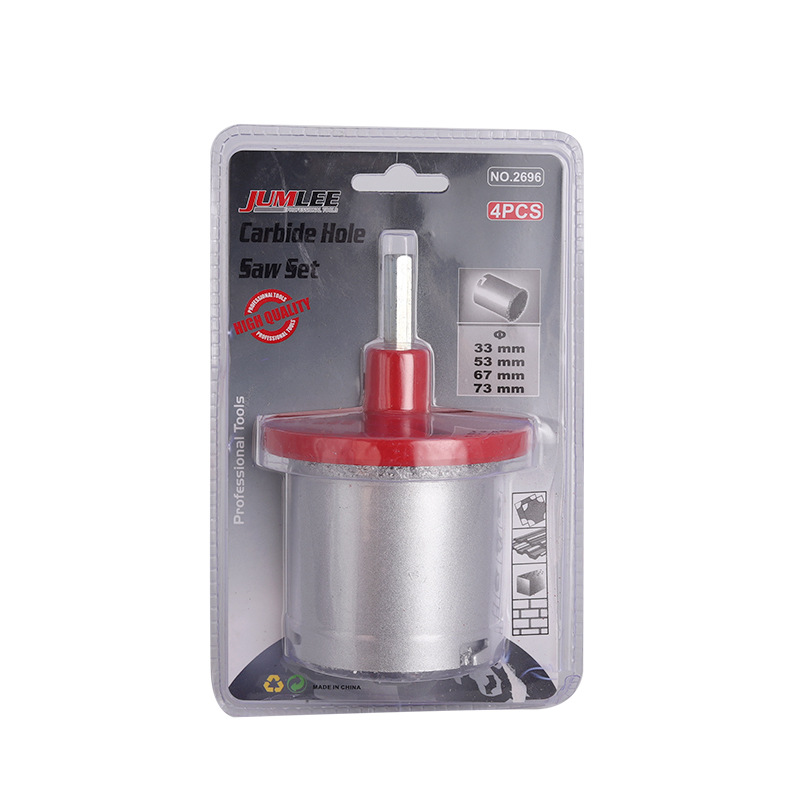 JUMLEE Hard alloy sand grain hole opener 4-piece set, insert plate type hole saw hole opener, drill bit alloy woodworking metal Item Picture