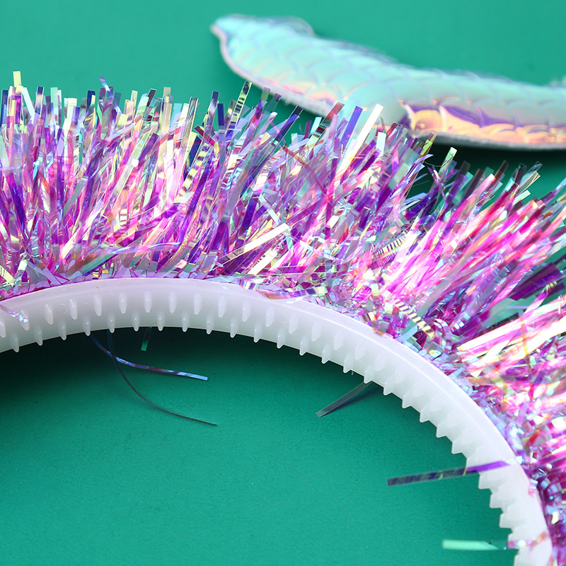 Mermaid hair bands, European and American children's party hair accessories, princess fish pattern mermaid mesh, flower animal hair accessories Specification image