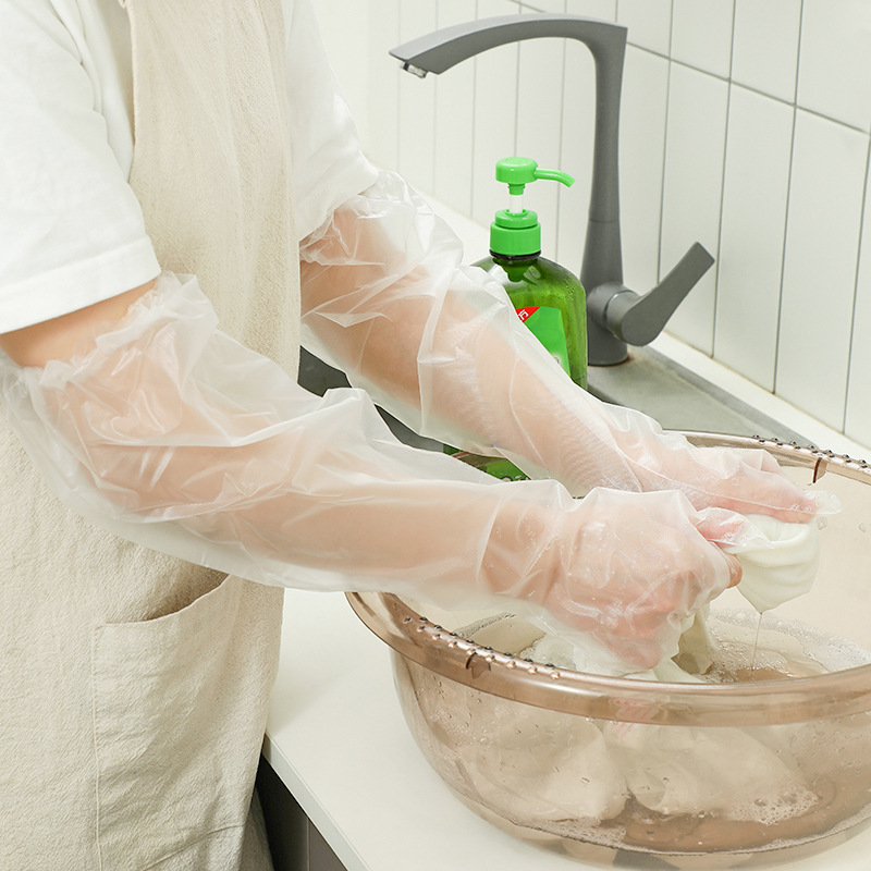 一次性加长款家务手套食品级厨房洗碗清洁防水加厚耐用塑料冬季女详情图3