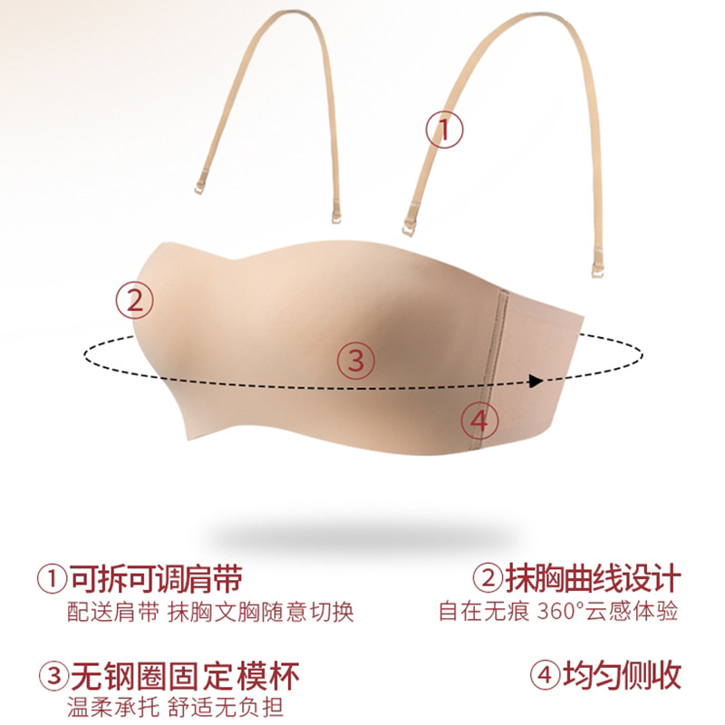 Strapless shaping underwear for women, anti-slip side retraction, small chest retraction, seamless, strapless, and sexy bra cover without steel rings details Picture