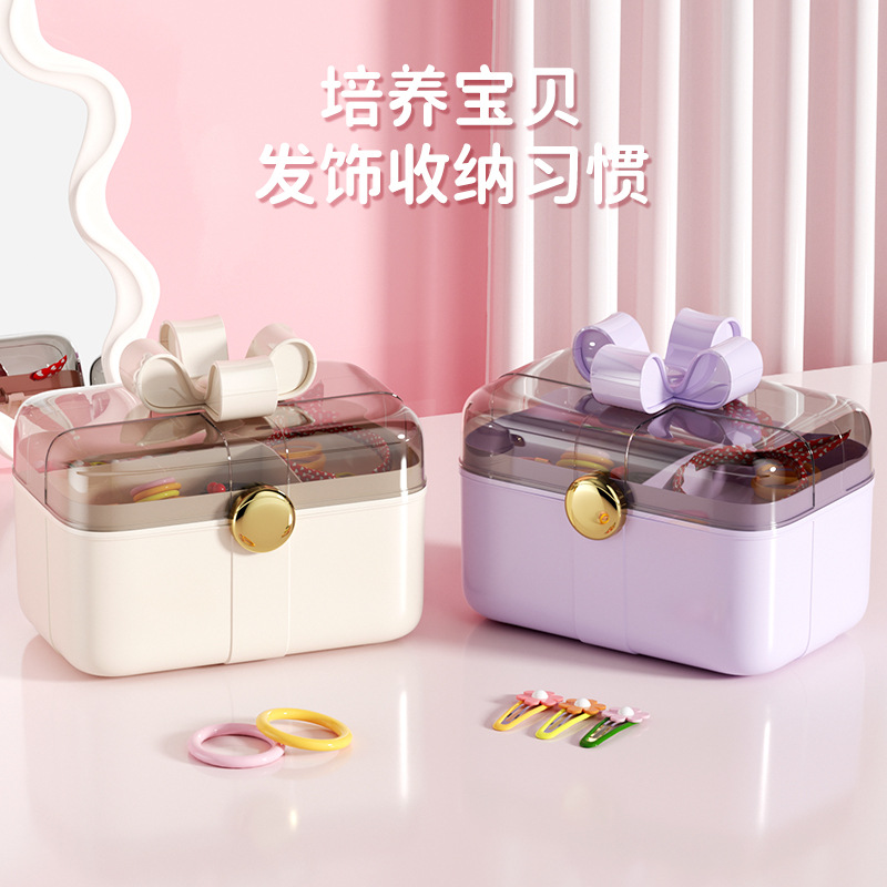 创意双层咕咔防尘收纳盒带盖儿童女孩可爱贴纸家用发饰发卡首饰盒详情图3