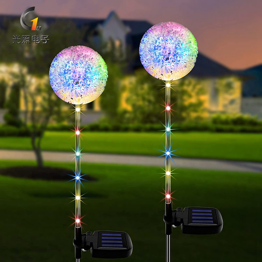 Amazon's new solar-powered dandelion lamp, single-head and three-head garden simulation dandelion flower bulb ground insertion lamp Specification image