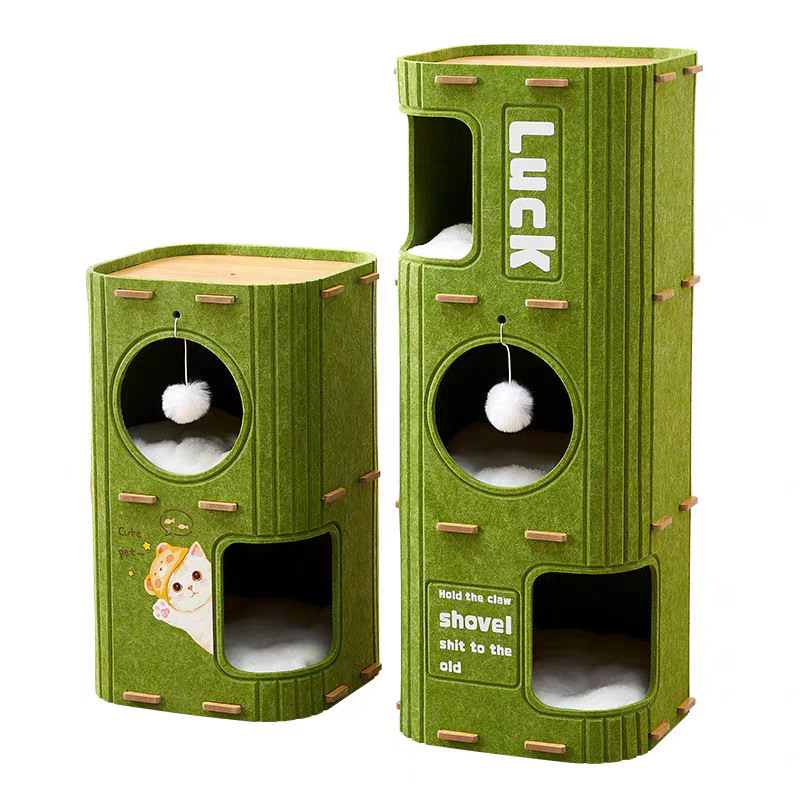 Multi-layered cat bed, all-season suitable cat climbing frame, integrated cat tree, cat tree hole, double-layer scratchers in winter, closed cat house Item Picture
