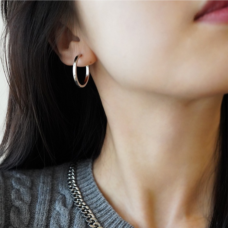 高级感圆圈耳环2025年新款潮夏季简约素圈耳圈小众设计感纯银耳饰详情图3