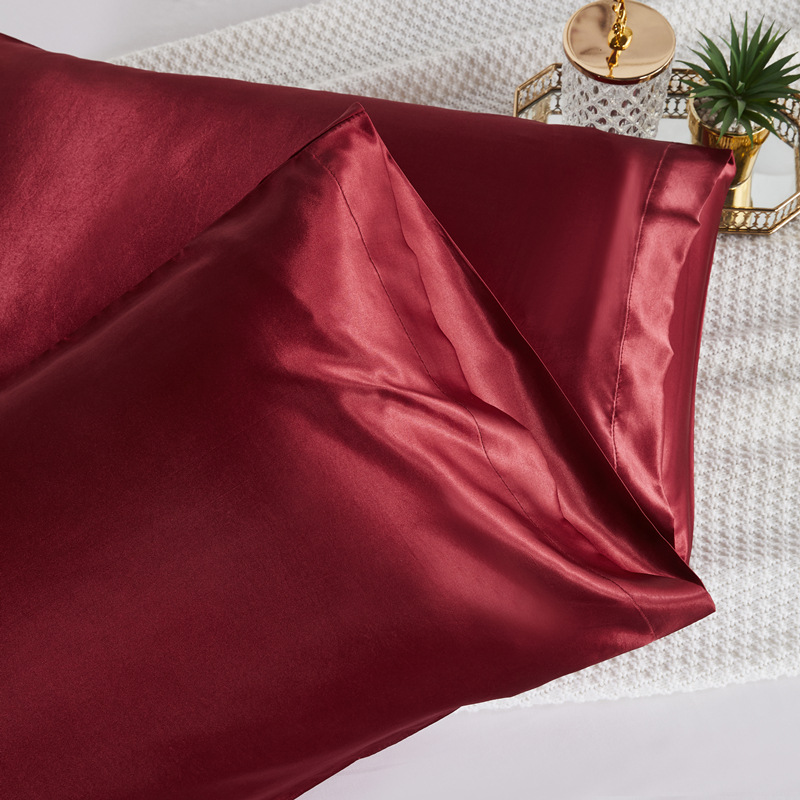 Cross-border foreign trade pure color silk pillowcase pillowcase envelope pillow wholesale a pair details Picture