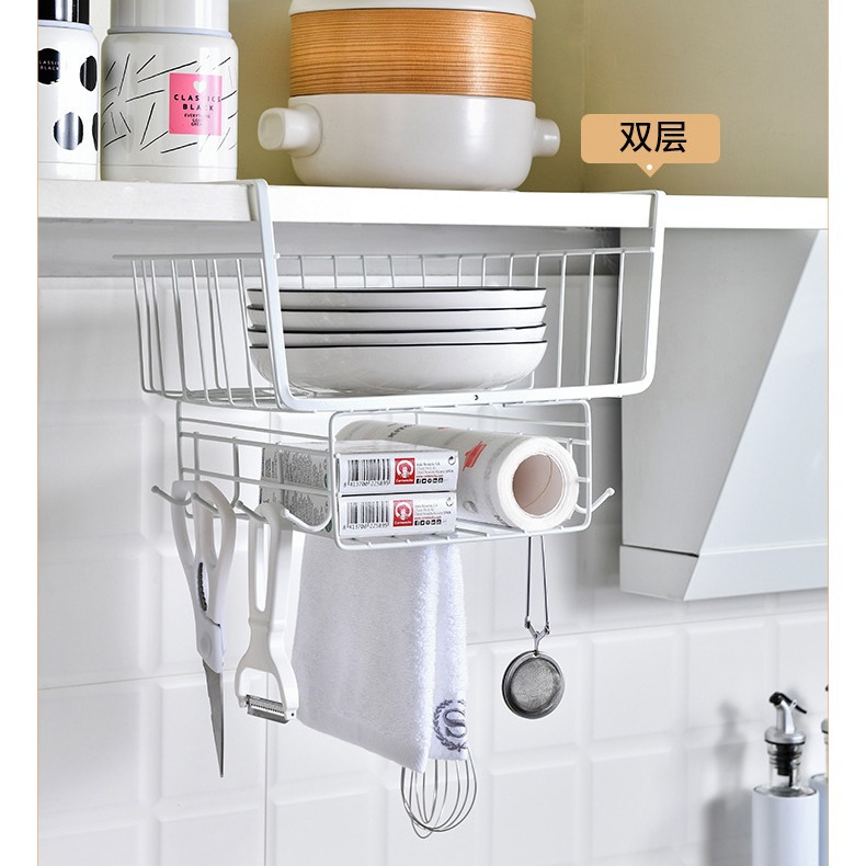Household Closet Storage Rack Kitchen Cabinets Under The Hanging Shelf Compartment Hanging Basket Hanging Storage Organizer Household Storage Basket details Picture