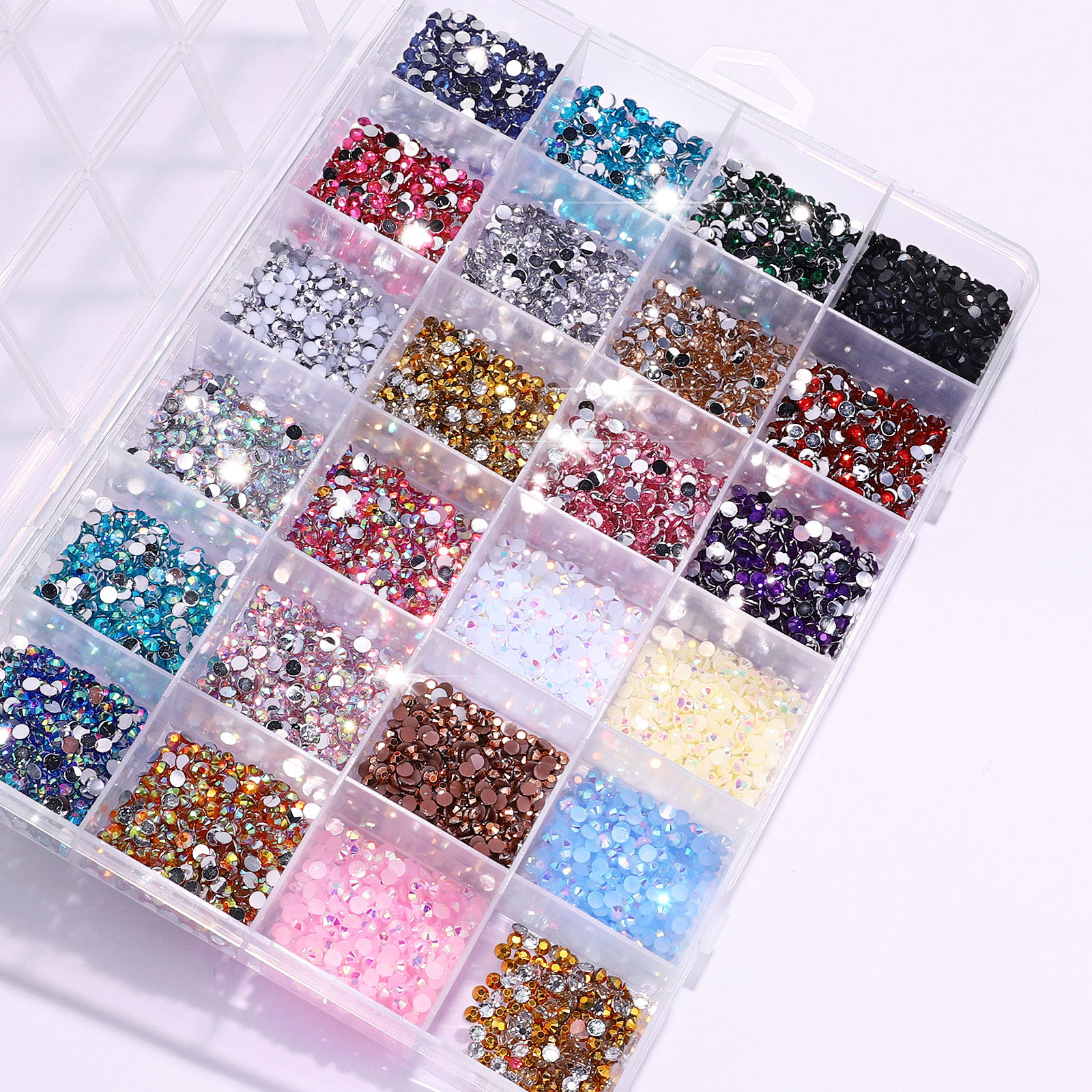 Cross-border nail flat resin nail drill 24 cells fluorescent AB resin drill diy accessories wholesale details Picture