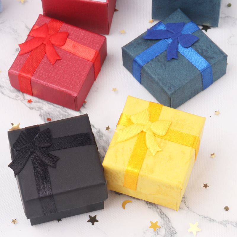 Paper Bow Ring Pendant Necklace Storage Box Jewelry Display Box Lid Gift Box Specification drawing