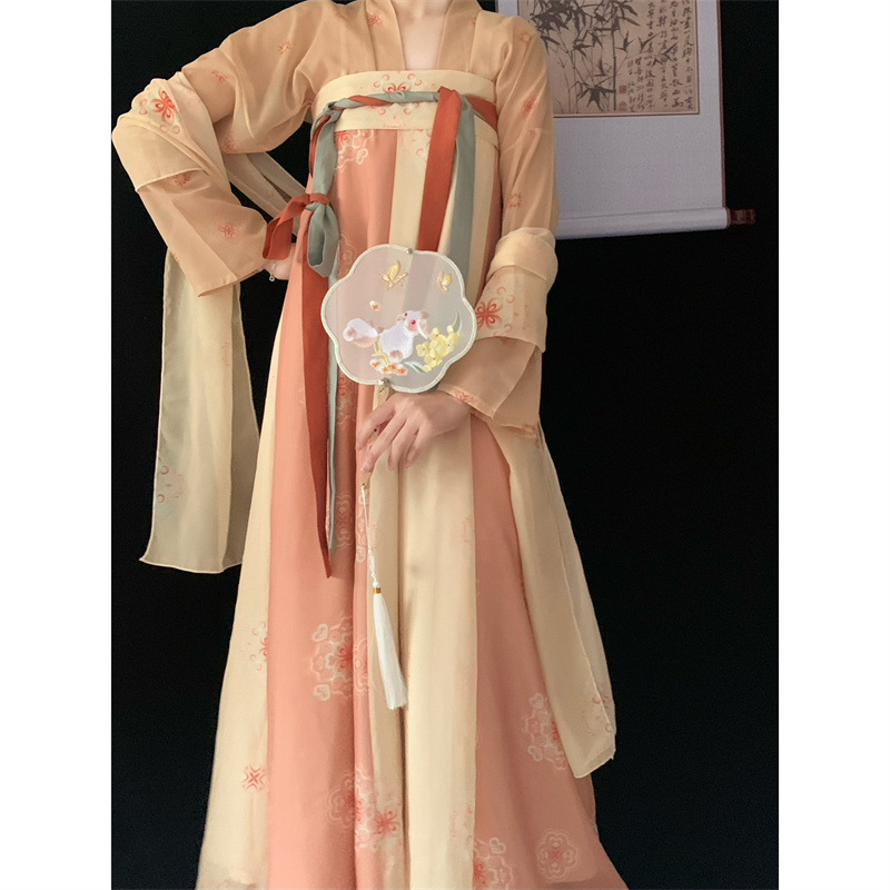 国潮-汉服女扶摇唐制一片式齐胸破裙印花复原款中国风春夏原创白菜显瘦