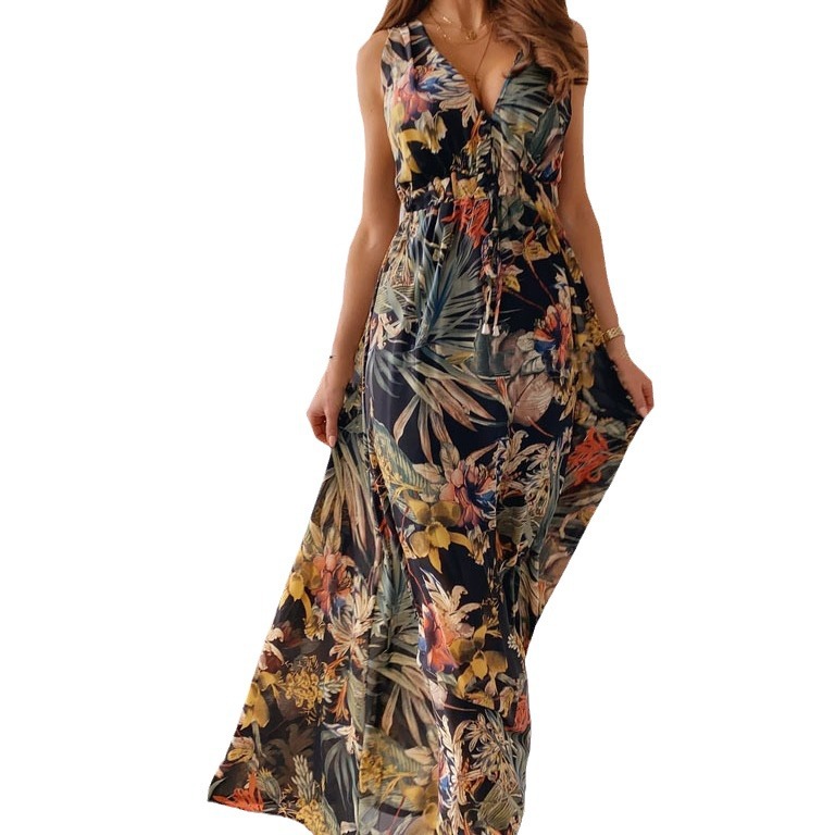 wish, an independent foreign trade website in Europe and America, offers a new summer dress with printed backless straps for Amazon in 2021 Item Picture