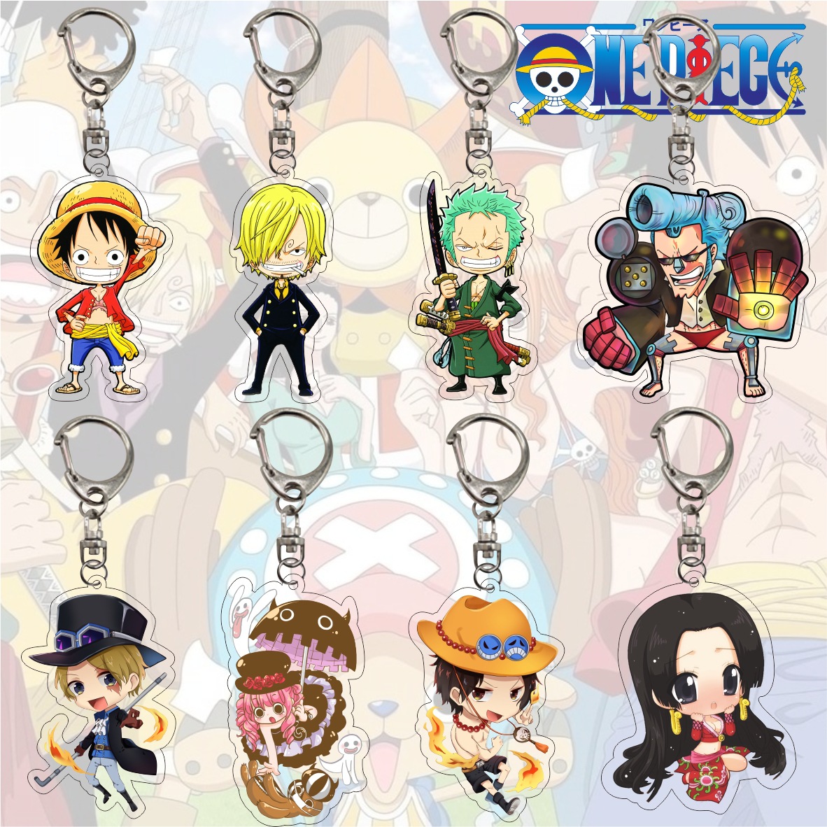 Anime Cruise One Piece peripheral acrylic keychain pendant Luffy Joe Barossolon Iszizo Saab