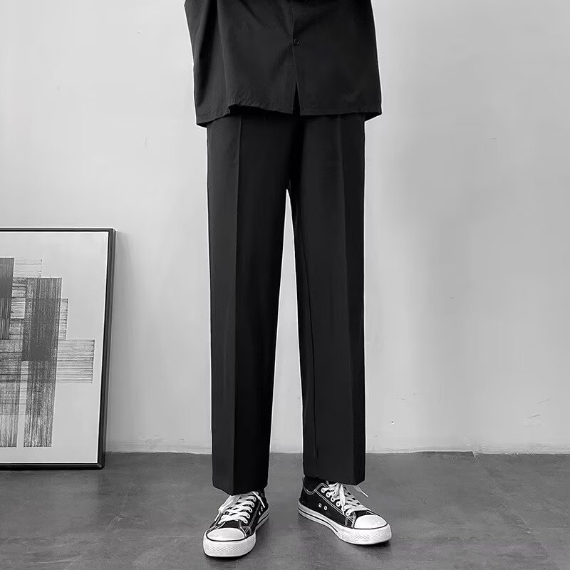 The new men's mini dress pants for autumn and winter have a slim and form-fitting nine-inch suit pants and casual long pants. They are versatile for men in 2024 details Picture
