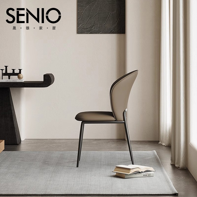 Light luxury dining chairs, home Italian minimalist high-end style hotel negotiation chairs, restaurant chairs, simple dining tables, leather stools Specification image