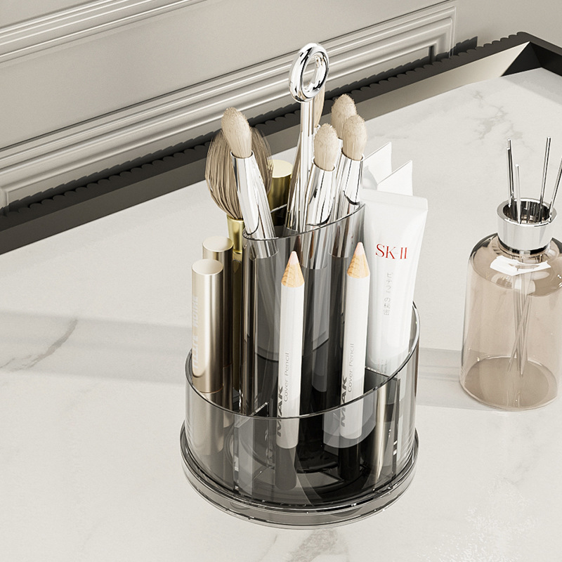 High-end light luxury rotating makeup brush storage cylinder, brush bucket storage box, desktop dust-proof eyeshadow brush, cosmetics eyebrow pencil details Picture