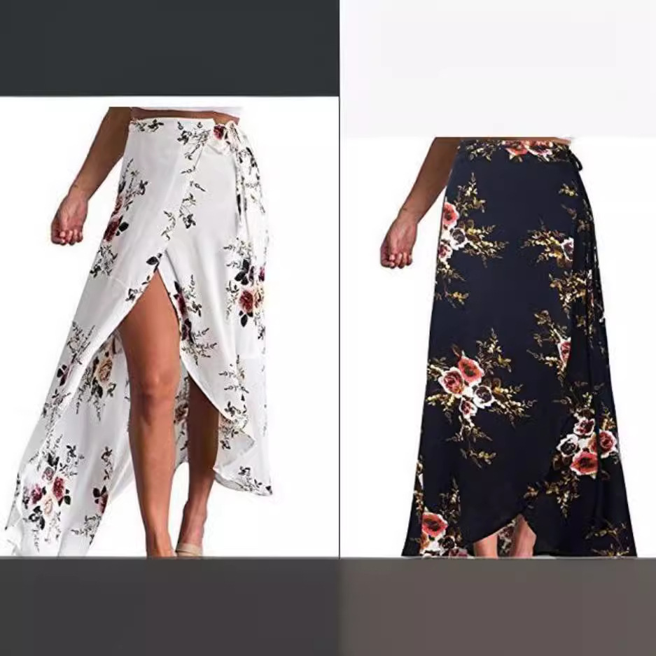 When Amazon presents the new summer collection of European and American women's clothing in 2025, featuring a chiffon floral print skirt with an irregular strap details Picture