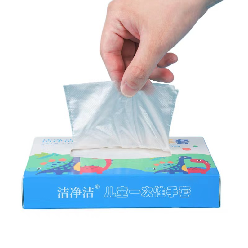 100 pairs of disposable children's gloves, 200 pairs in a box, thickened food-grade transparent gloves for students and children in the catering industry Application Scenario