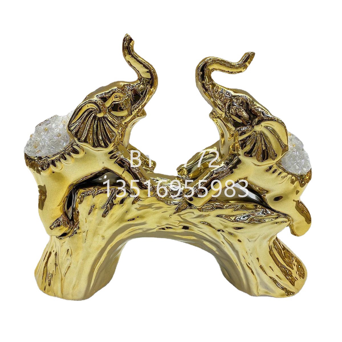 Modern and simple electroplated silver animal ornaments, ceramic elephant craft decorative items, living room entrance vase arrangement Item Picture