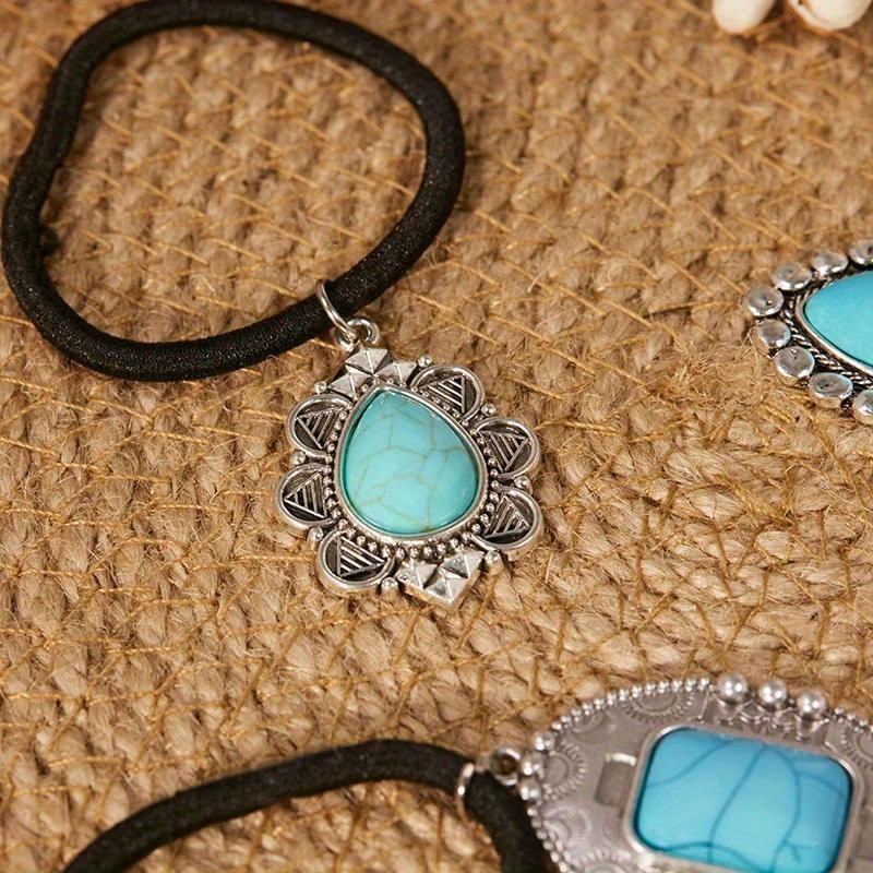 Simple boho style headband set with turquoise scrunchie vintage women's headband hair accessories Application Scenario