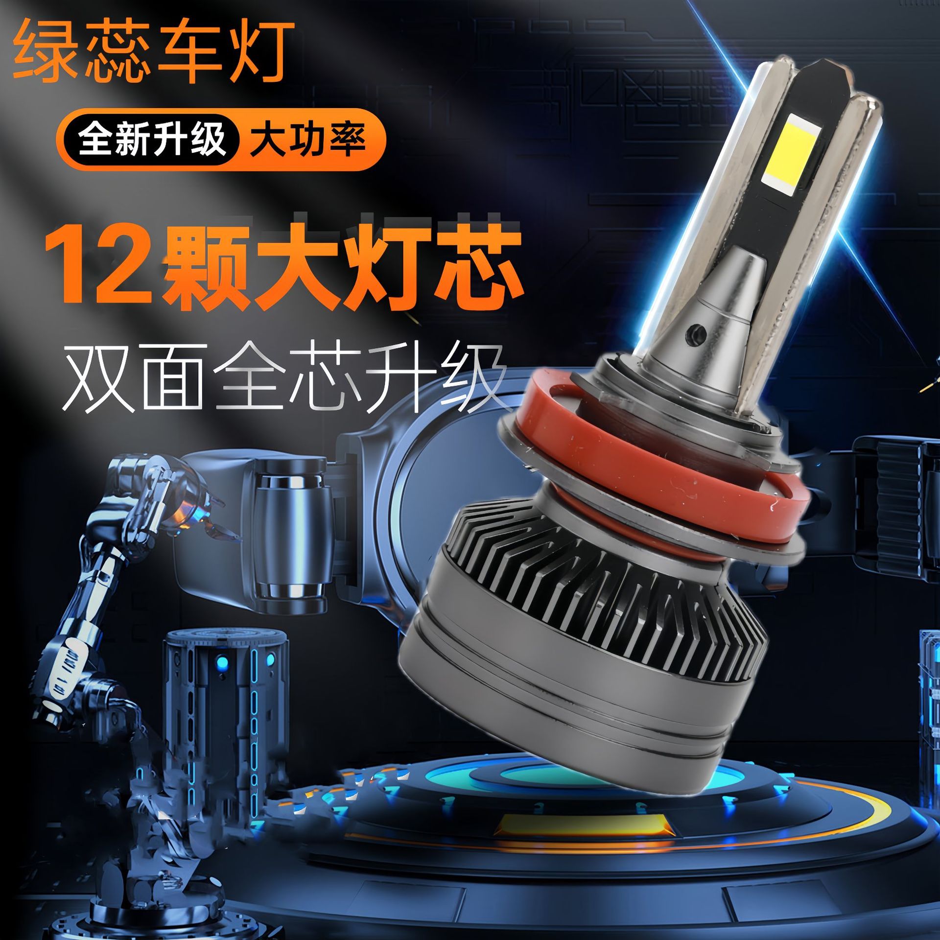 跨境热销双铜管远近光高亮汽车led射灯厂家现货汽车led大灯H7                          