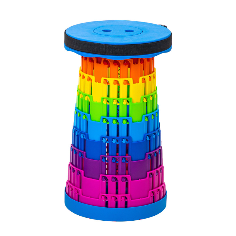 折叠凳/折叠/国外小夜灯/塑料折叠板凳/彩虹折叠凳白底实物图