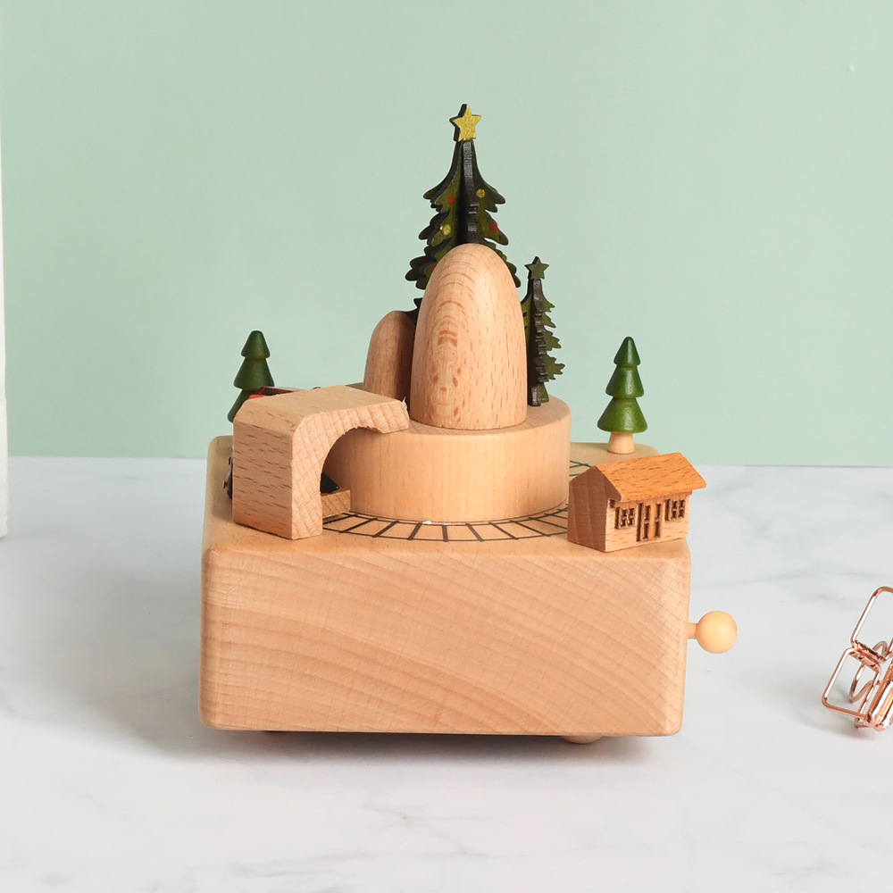 厂家现货圣诞音乐盒木质小火车生日礼物个性LOGO情人礼物一件代发