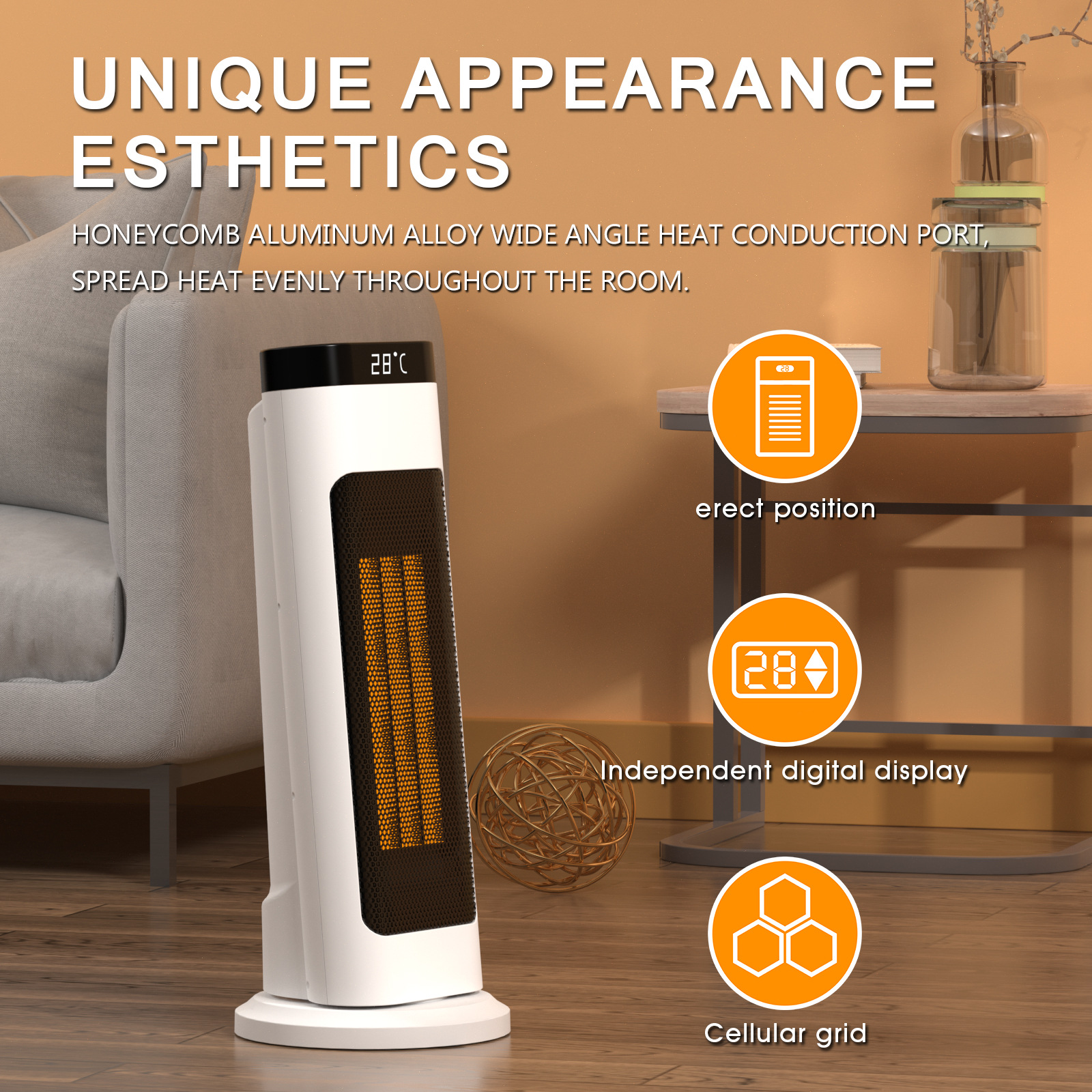 New household countertop heating machine, fast heating, silent oscillating warm air blower, small household electric heating blower for dormitories, cross-border full figure
