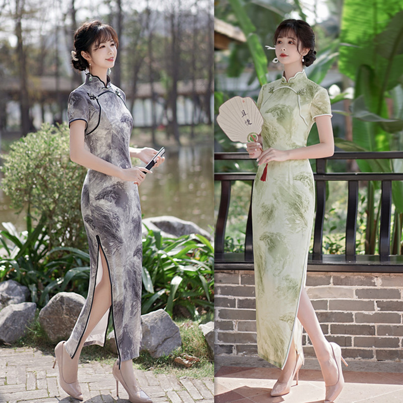 老上海复古民族风年轻女士长款旗袍2023春夏新款时尚改良端庄旗袍
